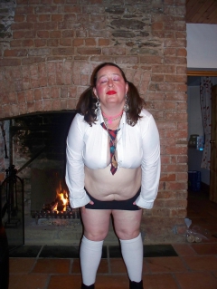 Fatty Tries to Be a Sexy Schoolgirl - N