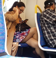 Candid Street Pantyhose -Tights #015 - Asian on the Train - N