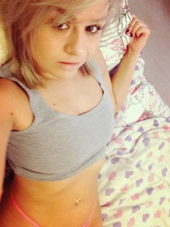 Busty teen chav selfies - nude selfshot blonde bimbo - N