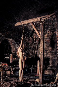 Nude teen in medieval torture - N