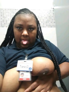 BBW Slut Tiara Danielle Cox flashing at work - N