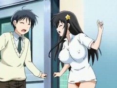 Busty hentai cutie teasing big dong