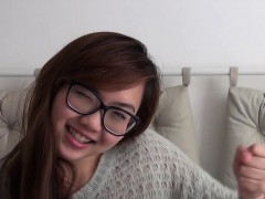 Busty asian teen gets horny and fucks