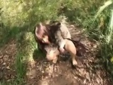 After fucking, she goes out in the woods to gets toyed and
