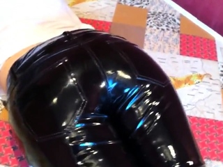 Squeezingmy ass in shiny vinyl pants