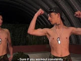Twink military gays fuck bareback while no one is around